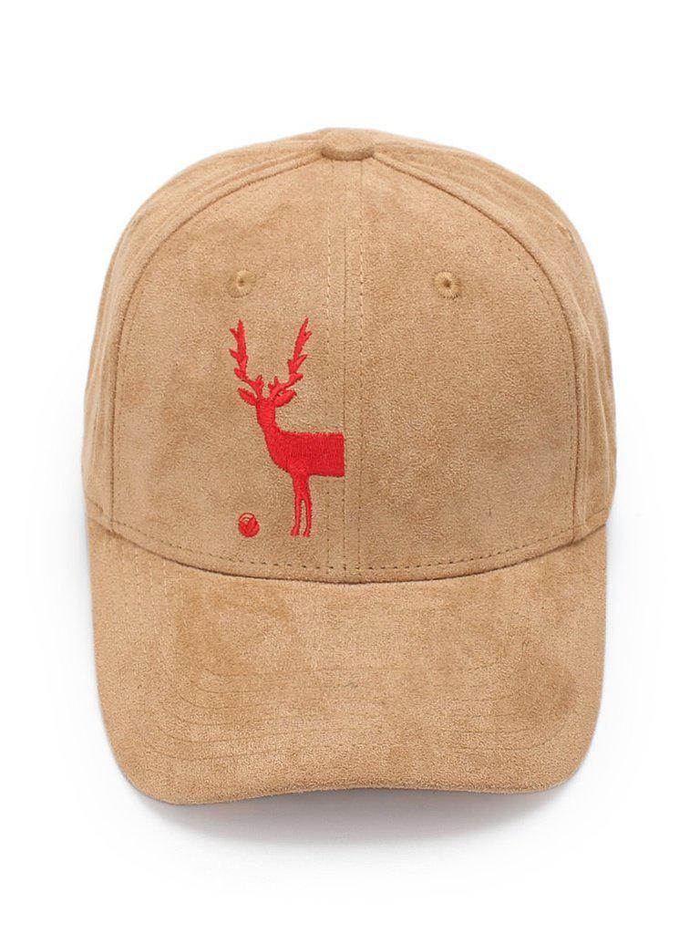 Embroidered Deer Suede Baseball Cap--Des Mess