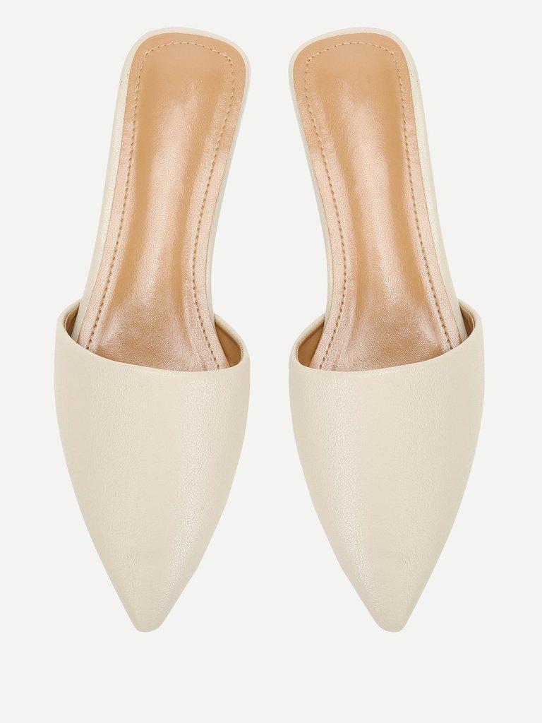 PU Pointed Toe Flat Mules-shoes-Des Mess
