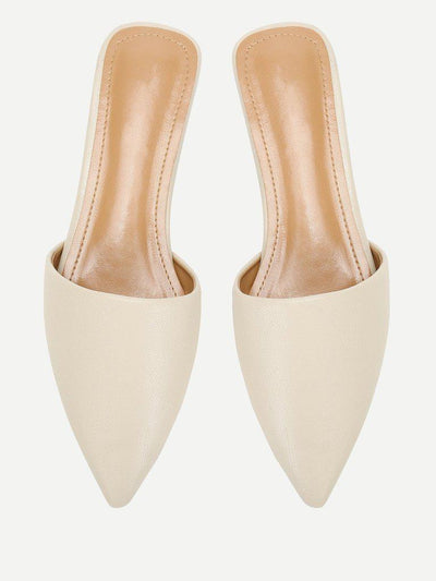 PU Pointed Toe Flat Mules-shoes-Des Mess