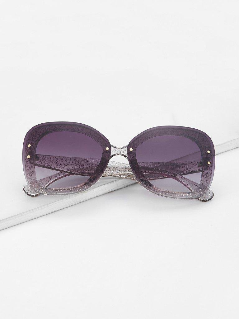 Glitter Frame Mirror Lens Sunglasses-accessories-Des Mess