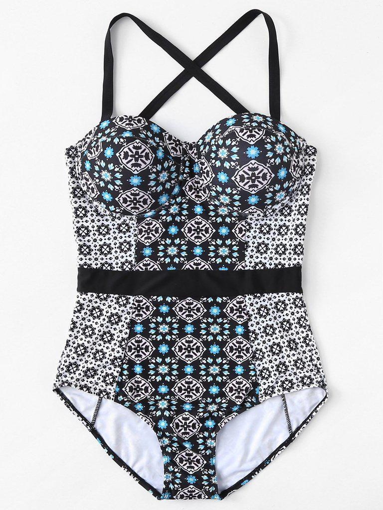 Floral Push Up Swimsuit-swimwear-Des Mess