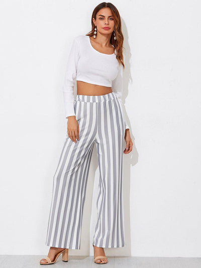 Block Striped Wide Leg Pants-bottom-Des Mess