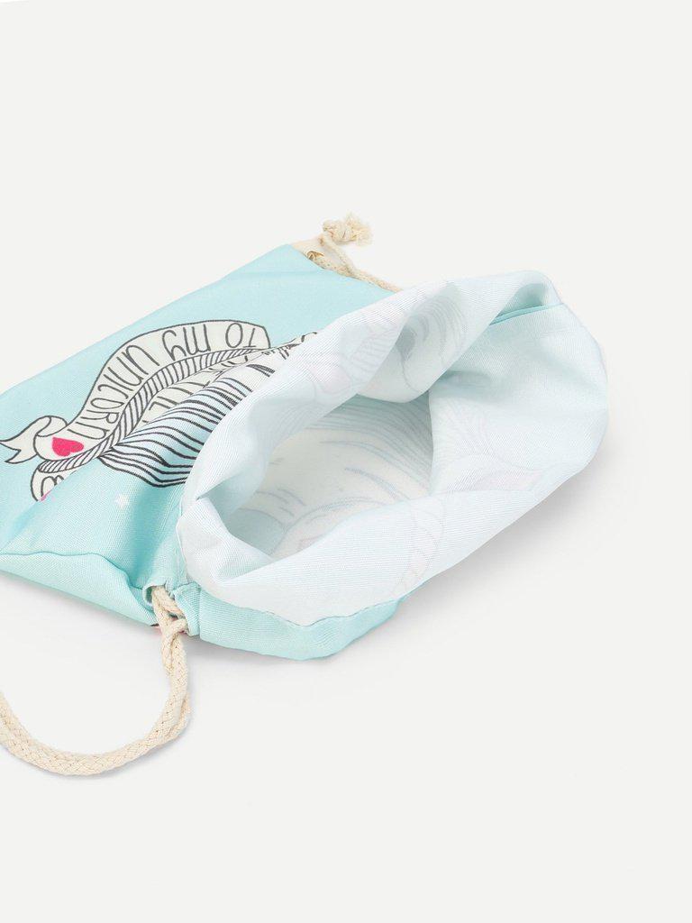 Unicorn Print Drawstring Backpack-accessories-Des Mess