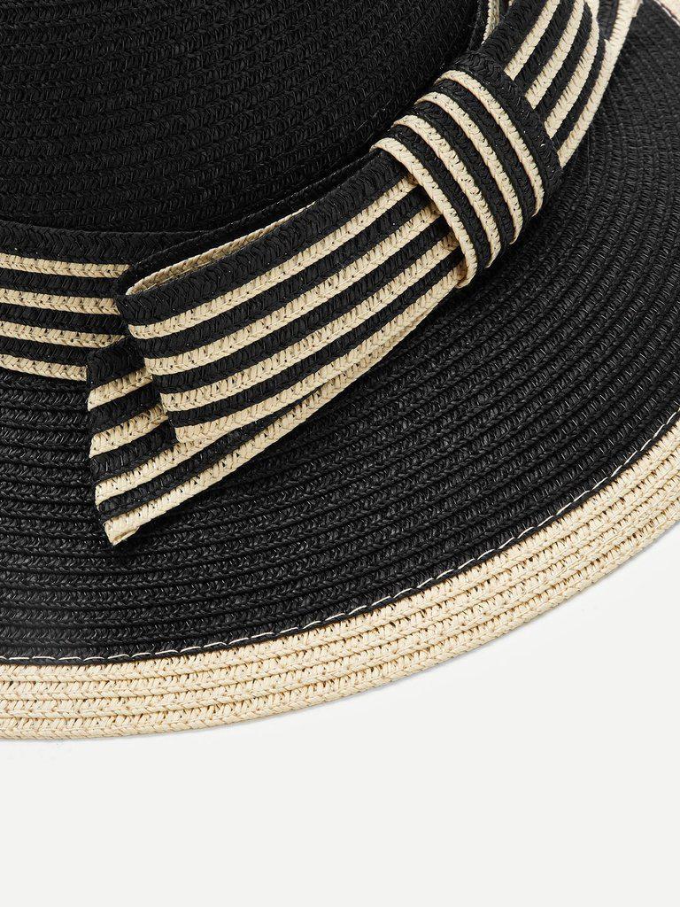 Striped Band Straw Hat--Des Mess