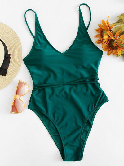Twist Detail Solid Swimsuit-swimwear-Des Mess