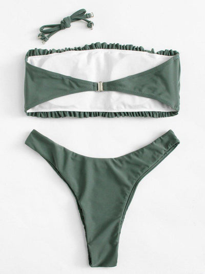 Crinkle Detail Bandeau Bikini Set-swimwear-Des Mess