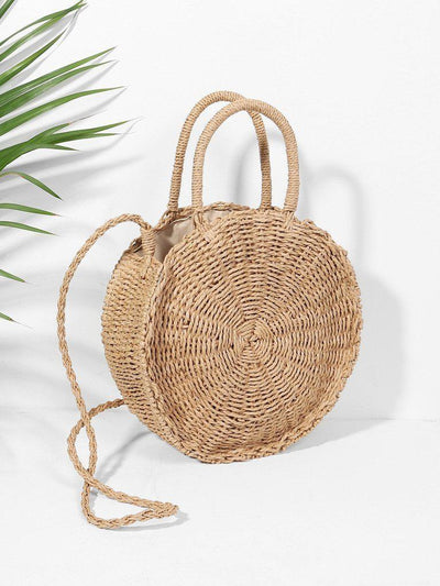Round Straw Tote Bag-accessories-Des Mess