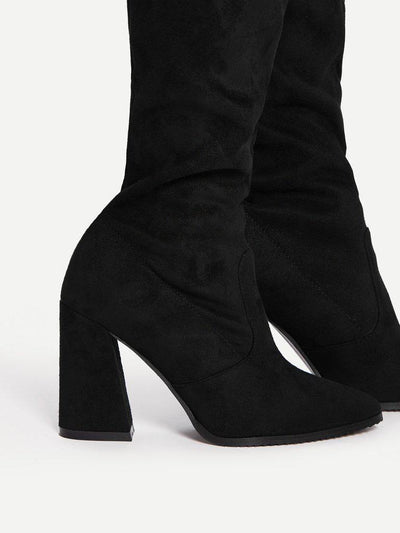 Lace Up Block Heeled Thigh High Boots-shoes-Des Mess