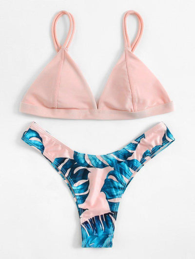 Jungle Print Triangle Bikini Set-swimwear-Des Mess
