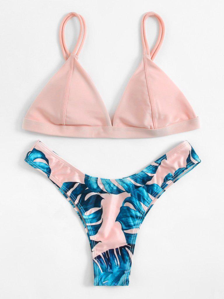 Jungle Print Triangle Bikini Set-swimwear-Des Mess
