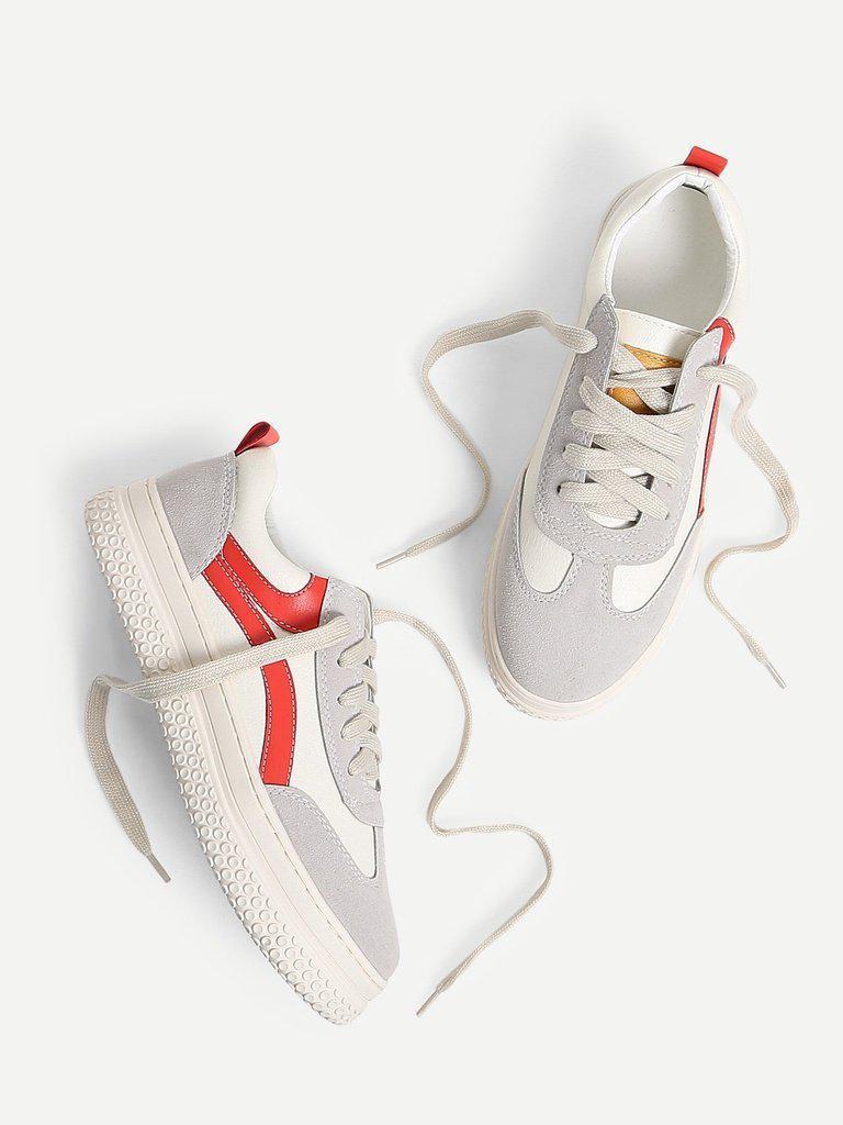 Lace Up Splice Platform Sneakers-shoes-Des Mess