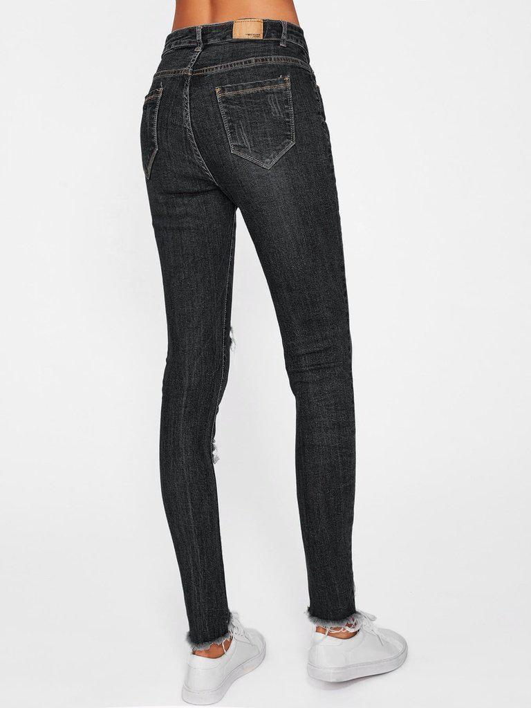 Frayed Hem Ripped Jeans-bottom-Des Mess