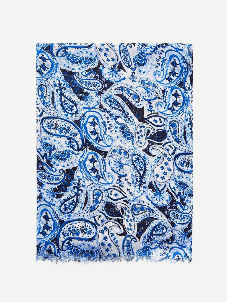 Paisley Print Frayed Trim Scarf-accessories-Des Mess