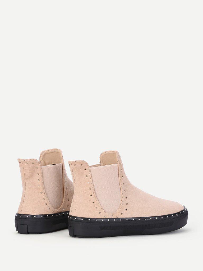 Studded Detail Flatform Chelsea Boots-shoes-Des Mess
