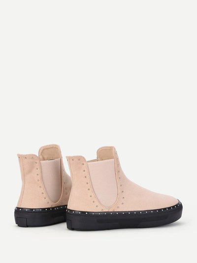 Studded Detail Flatform Chelsea Boots-shoes-Des Mess