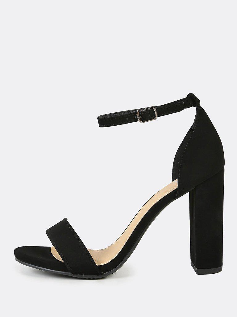 Open Toe Dressy Sandal with Thin Ankle Cuff BLACK-shoes-Des Mess