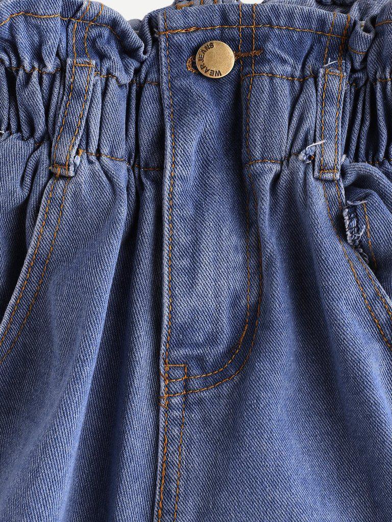 Elastic Waist Ripped Denim Shorts-bottom-Des Mess