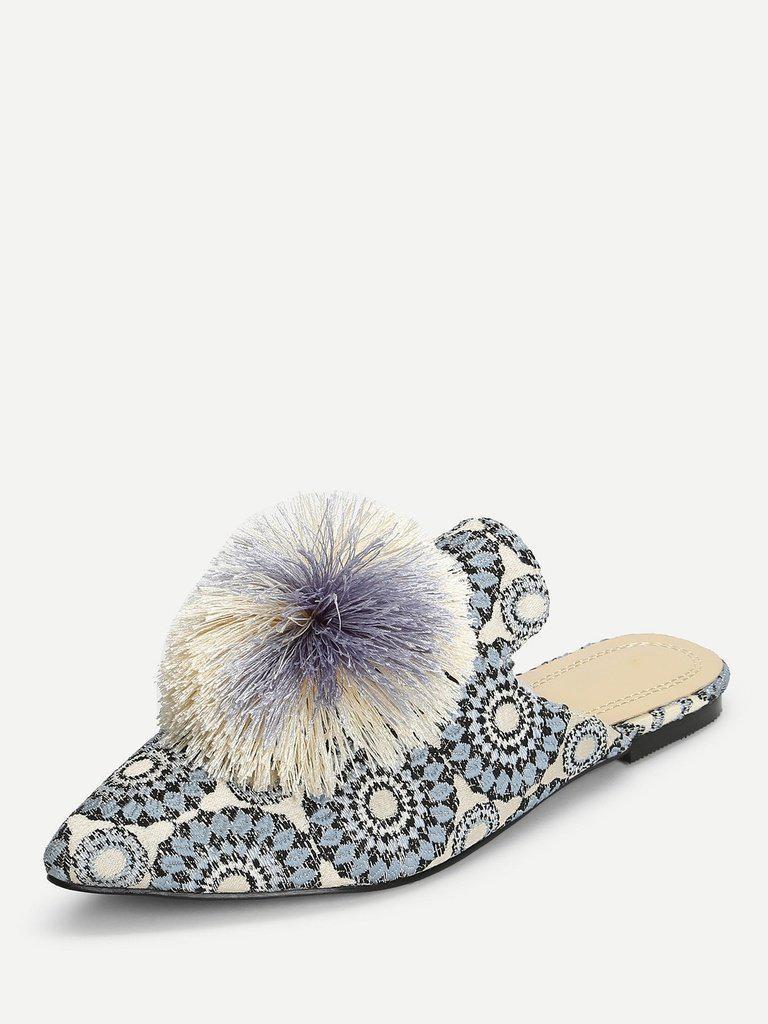 Pom Pom Decorated Flats-shoes-Des Mess