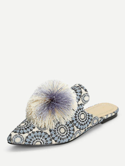 Pom Pom Decorated Flats-shoes-Des Mess