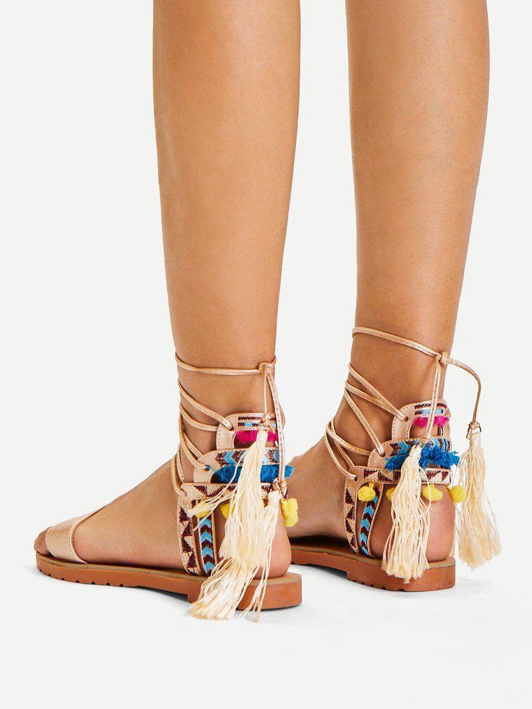 Lace Up Criss Cross Gladiator Sandals-shoes-Des Mess