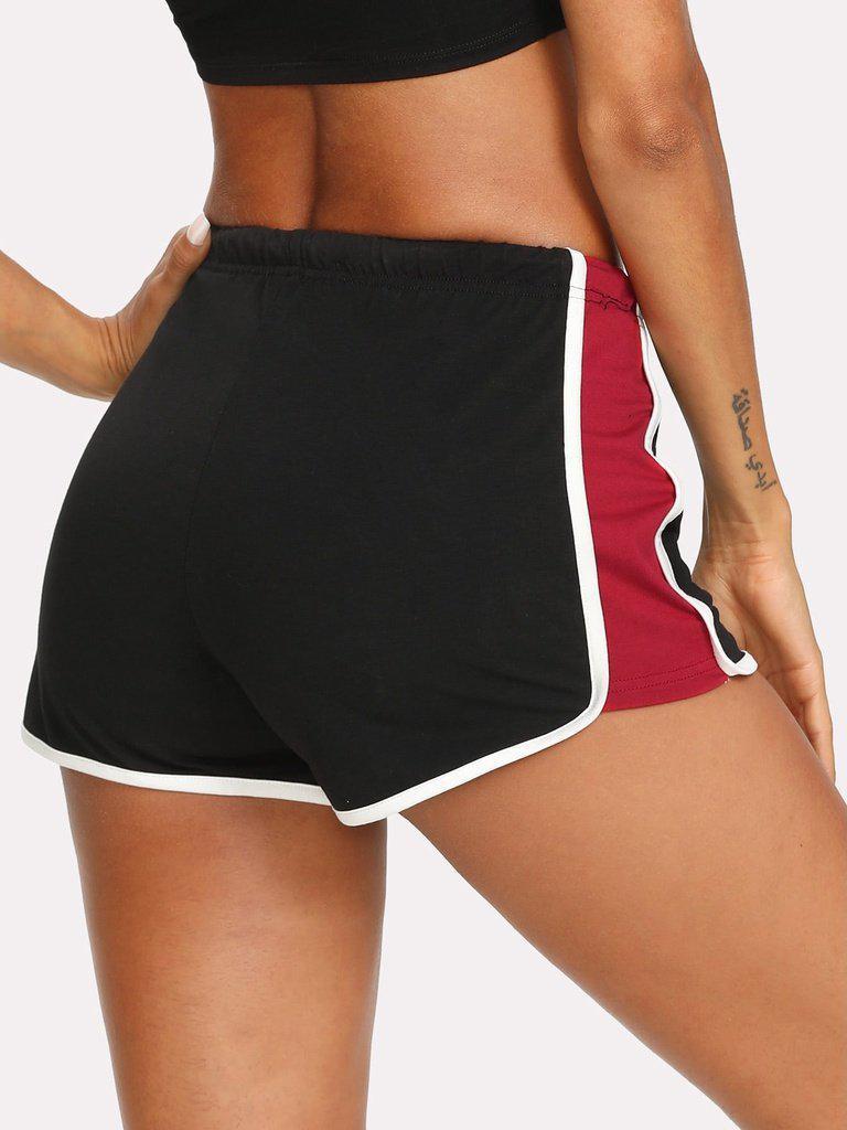 Contrast Binding Color Block Dolphin Shorts-bottom-Des Mess
