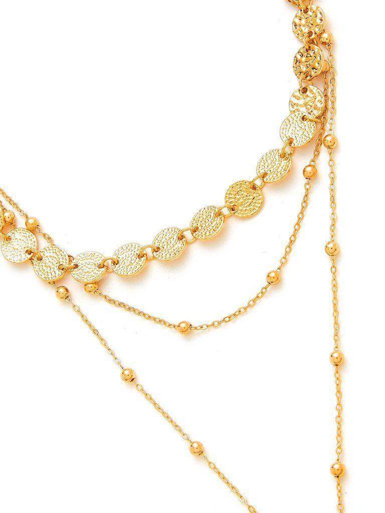 Sequin & Beaded Layered Chain Necklace-jewelry-Des Mess