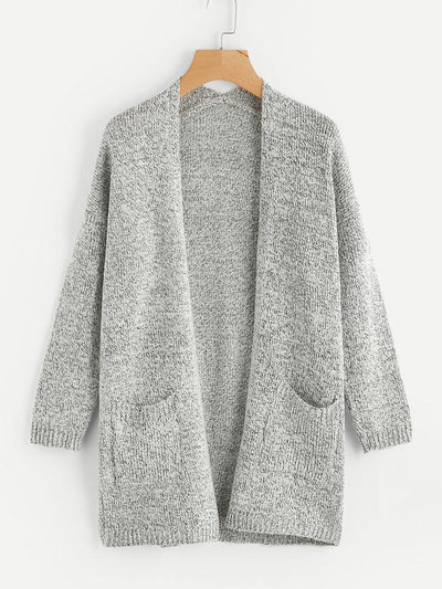 Drop Shoulder Marled Slub Cardigan-outerwear-Des Mess