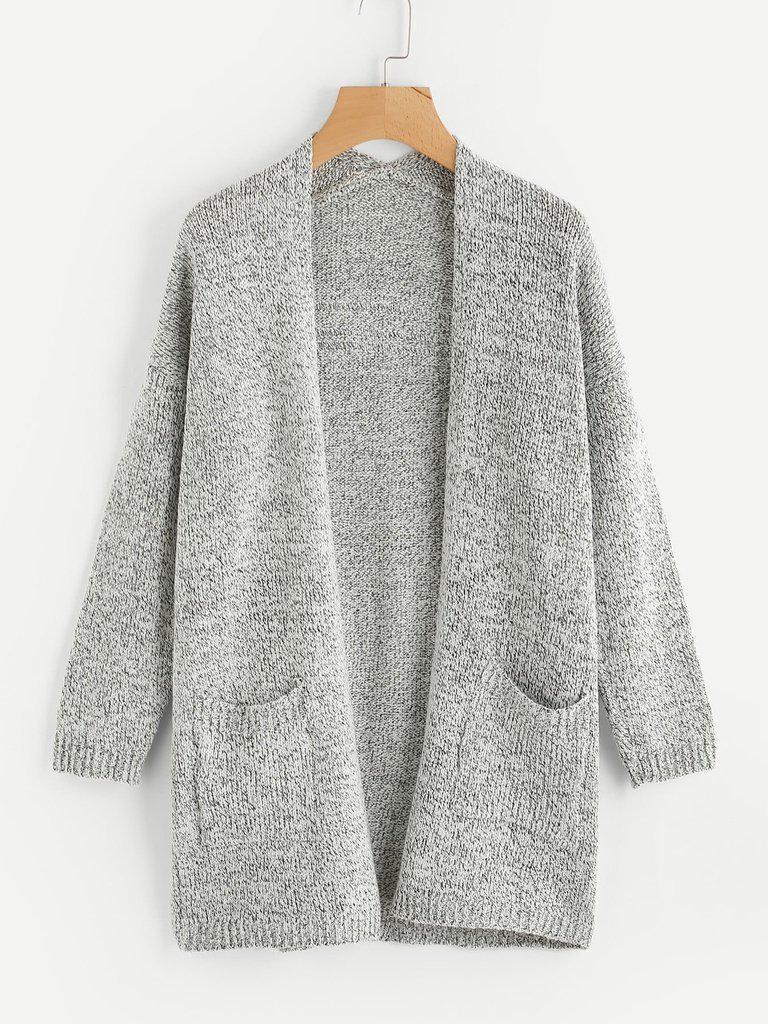 Drop Shoulder Marled Slub Cardigan-outerwear-Des Mess