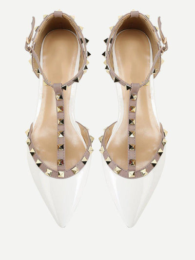 T-strap Studded Ballet Flats-shoes-Des Mess
