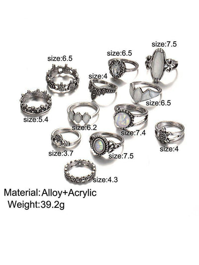 Turtle And Crown Design Ring Set-jewelry-Des Mess