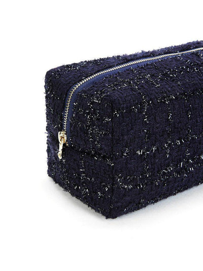 Tweed Zipper Makeup Bag-makeup-Des Mess