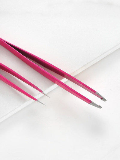 Slant & Tip Eyebrow Tweezers Set 2pcs-makeup-Des Mess