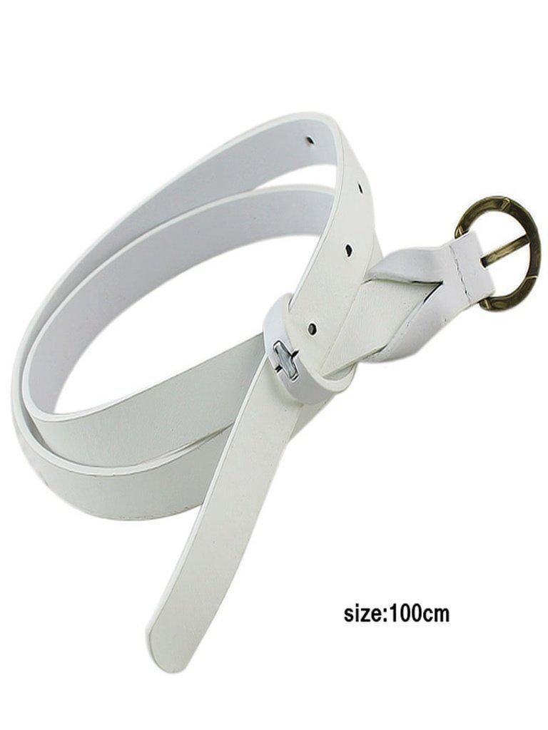 White Long Thin PU Leather Waist Belt-accessories-Des Mess