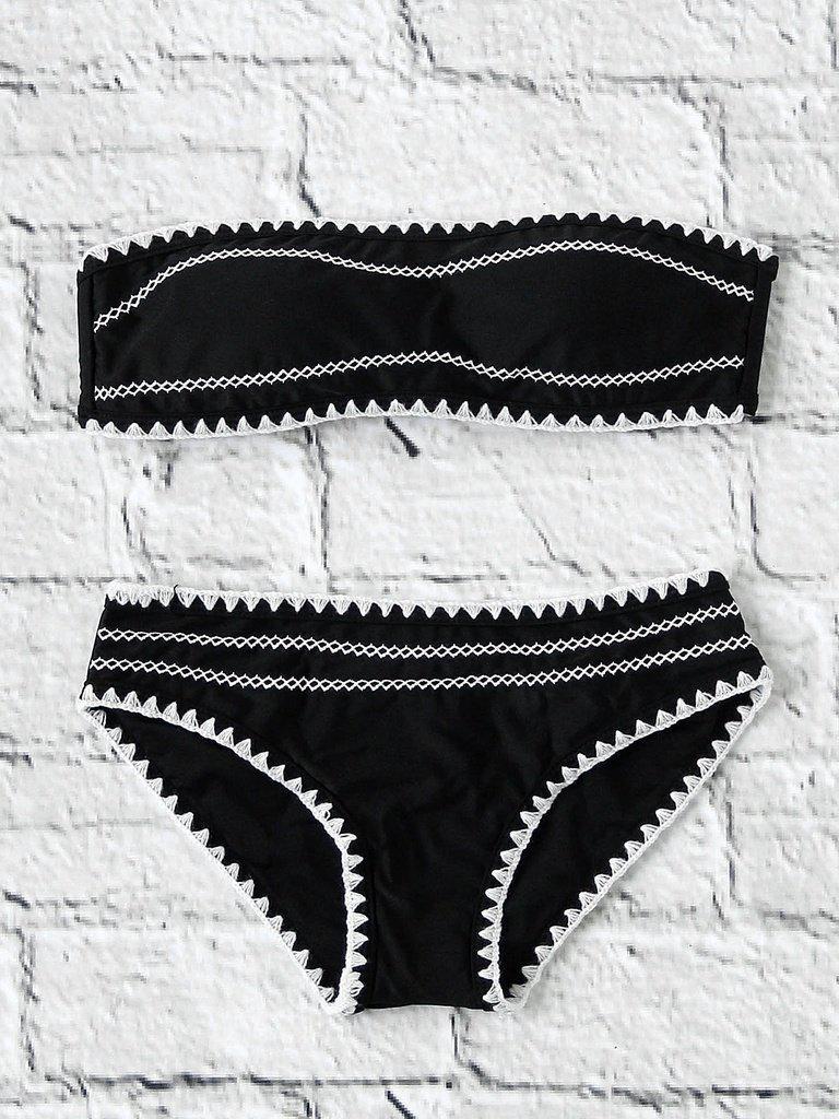Crochet Trim Bandeau Bikini Set-swimwear-Des Mess