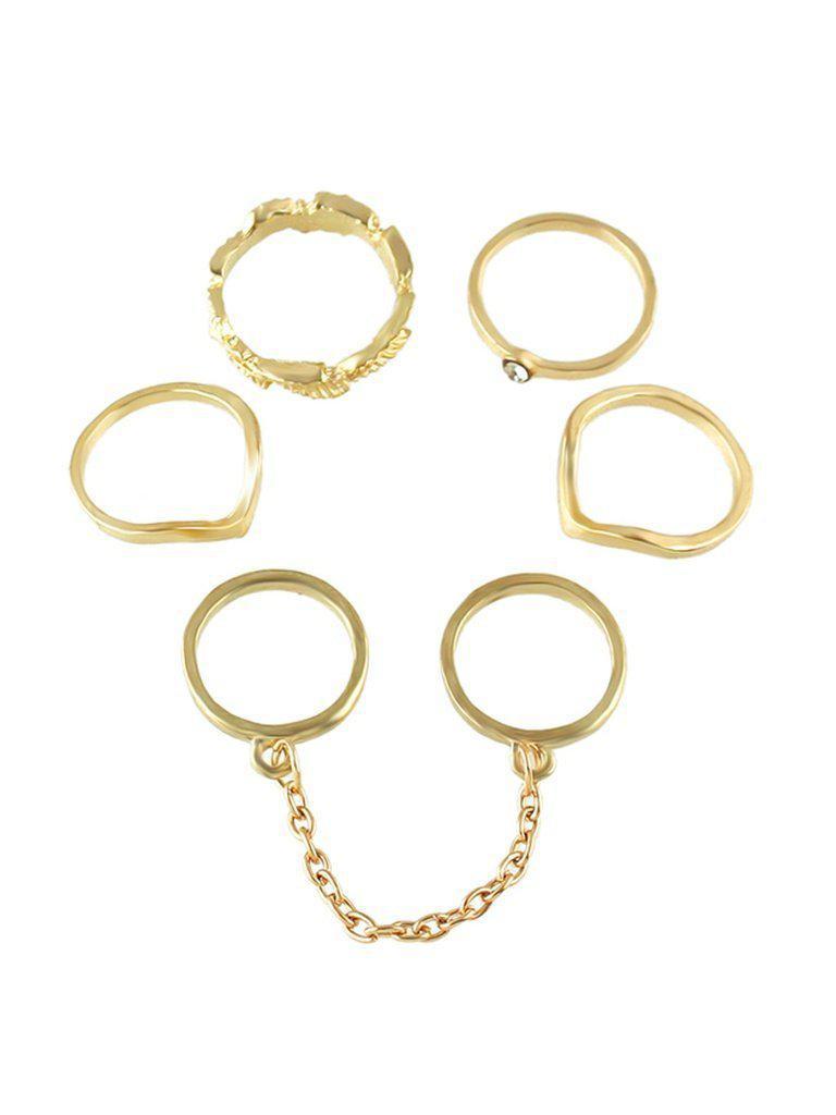 (6 Pcs One Set ) Gold Color Midi Finger Ring Set