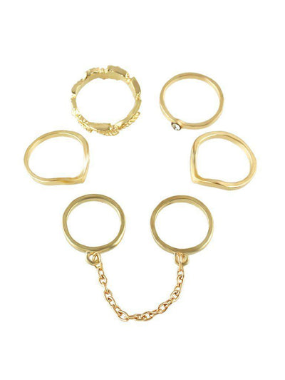 (6 Pcs One Set ) Gold Color Midi Finger Ring Set-jewelry-Des Mess