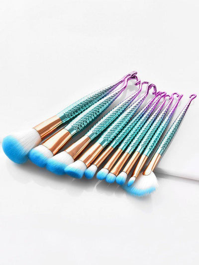 Mermaid Handle Makeup Brush Set 10pcs--Des Mess