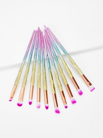 Ombre Handle Makeup Brush 10pcs--Des Mess