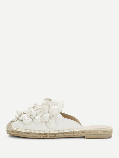Floral Appliqued Cap Toe Flats-shoes-Des Mess