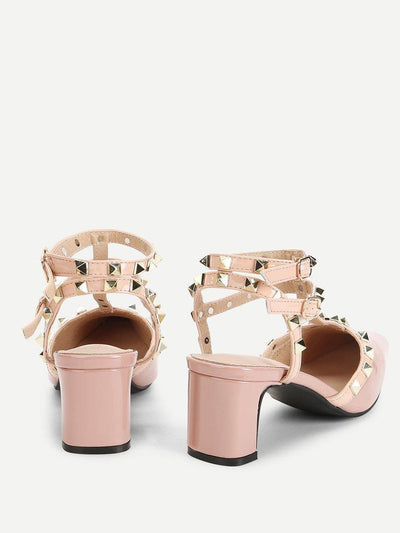 Rivet Detail Gladiator Chunky Heels-shoes-Des Mess