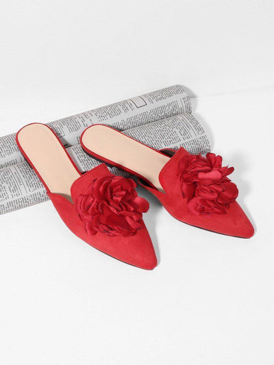 Flower Applique Flat Mules-shoes-Des Mess