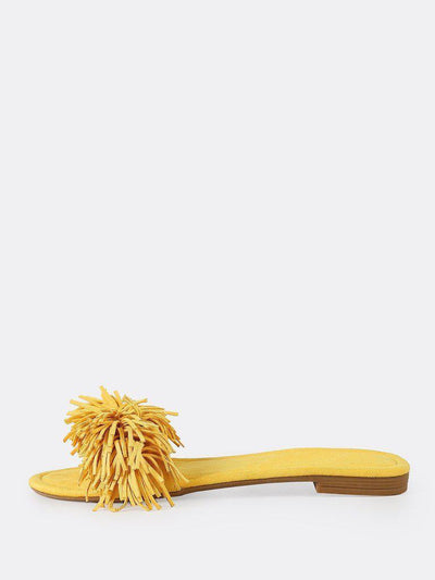 Fringe Slip On Slides YELLOW-shoes-Des Mess
