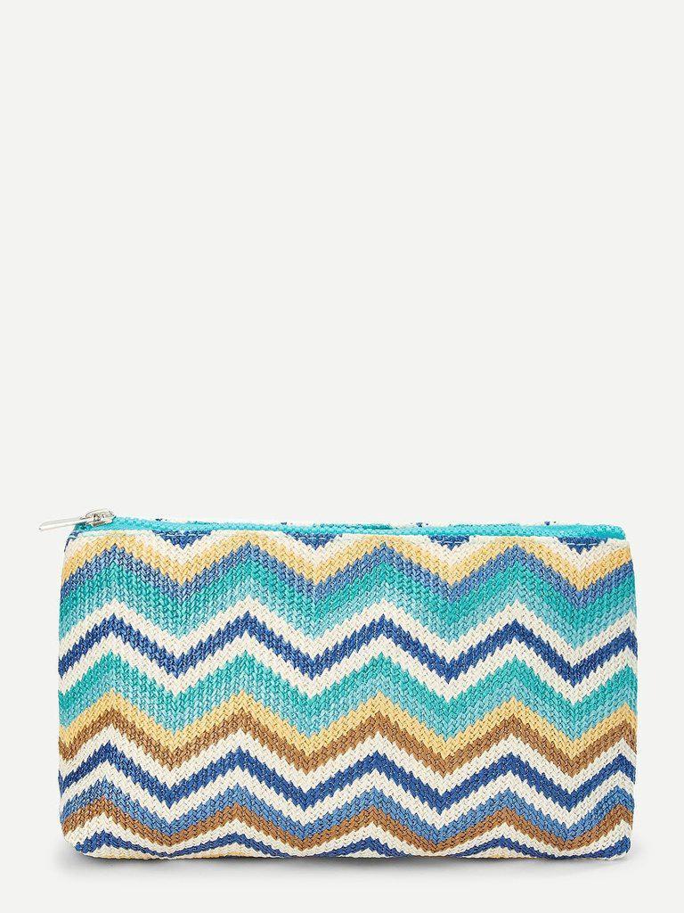 Zig Zag Woven Makeup Bag-makeup-Des Mess