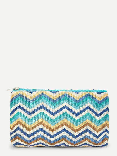 Zig Zag Woven Makeup Bag-makeup-Des Mess