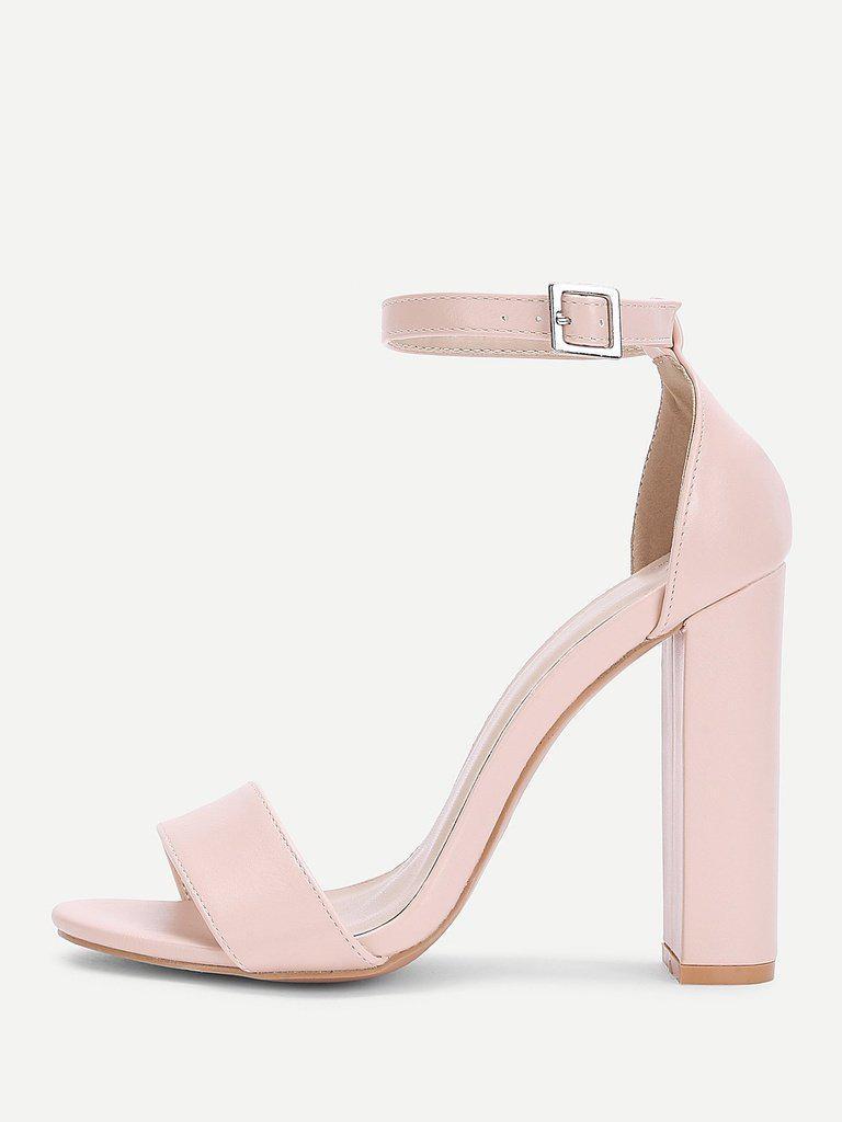 Two Part Ankle Strap PU Heels-shoes-Des Mess