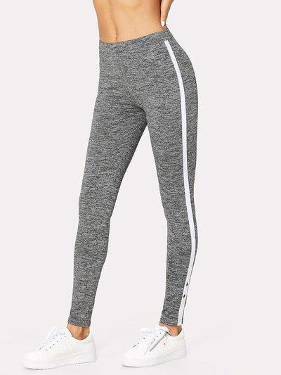 Grommet Detail Contrast Panel Leggings-bottom-Des Mess