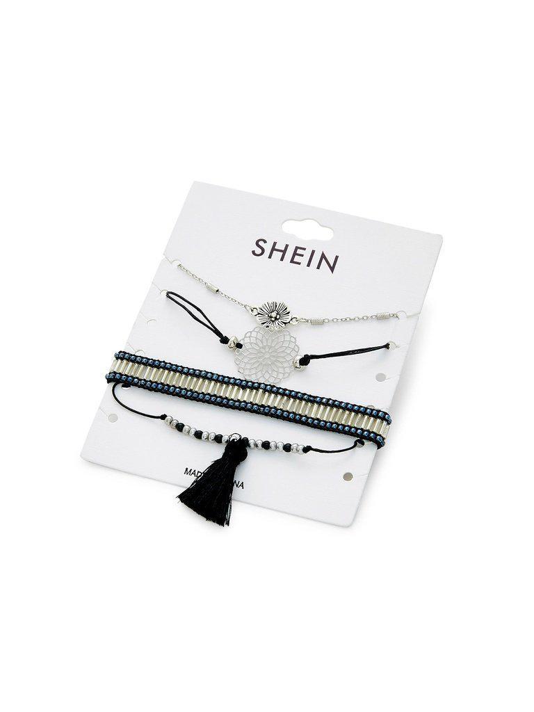 Tassel & Flower Charm Design Bracelet Set--Des Mess