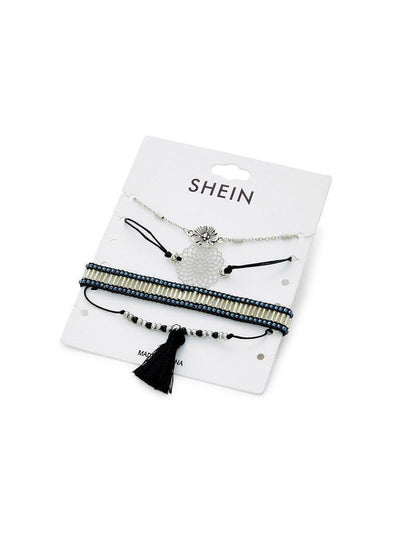 Tassel & Flower Charm Design Bracelet Set--Des Mess
