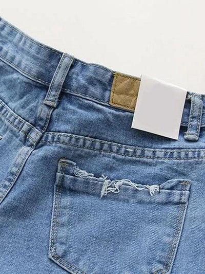 Blue Raw Hem Denim Shorts-bottom-Des Mess