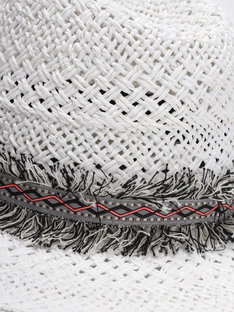Frayed Band Straw Fedora Hat-accessories-Des Mess